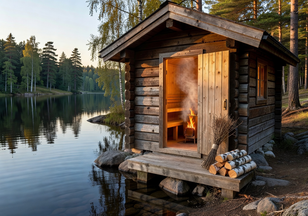 Lakeside sauna cabin project completed in Jyväskylä Finland with dock and lake view