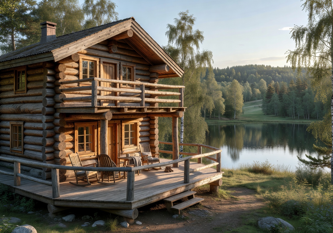 The Lodge two-story cabin project in Tampere Finland with wraparound deck